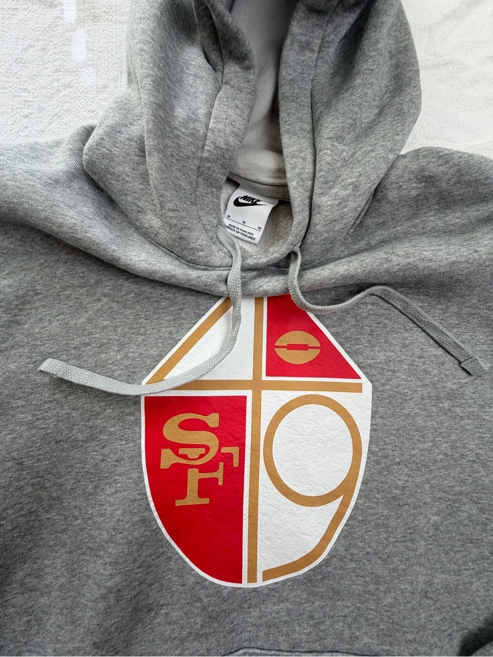 Nike Gray Hoodie with Red & Gold Crest Logo